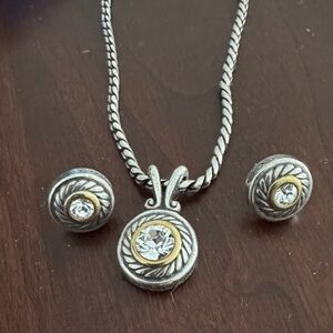 Brighton Silver Jewelry Set with Crystal Accents necklace and earrings